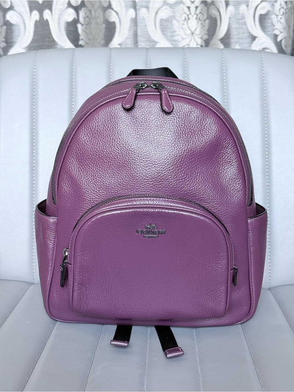 Coach NWOT Court Full Size Leather Backpack in Purple